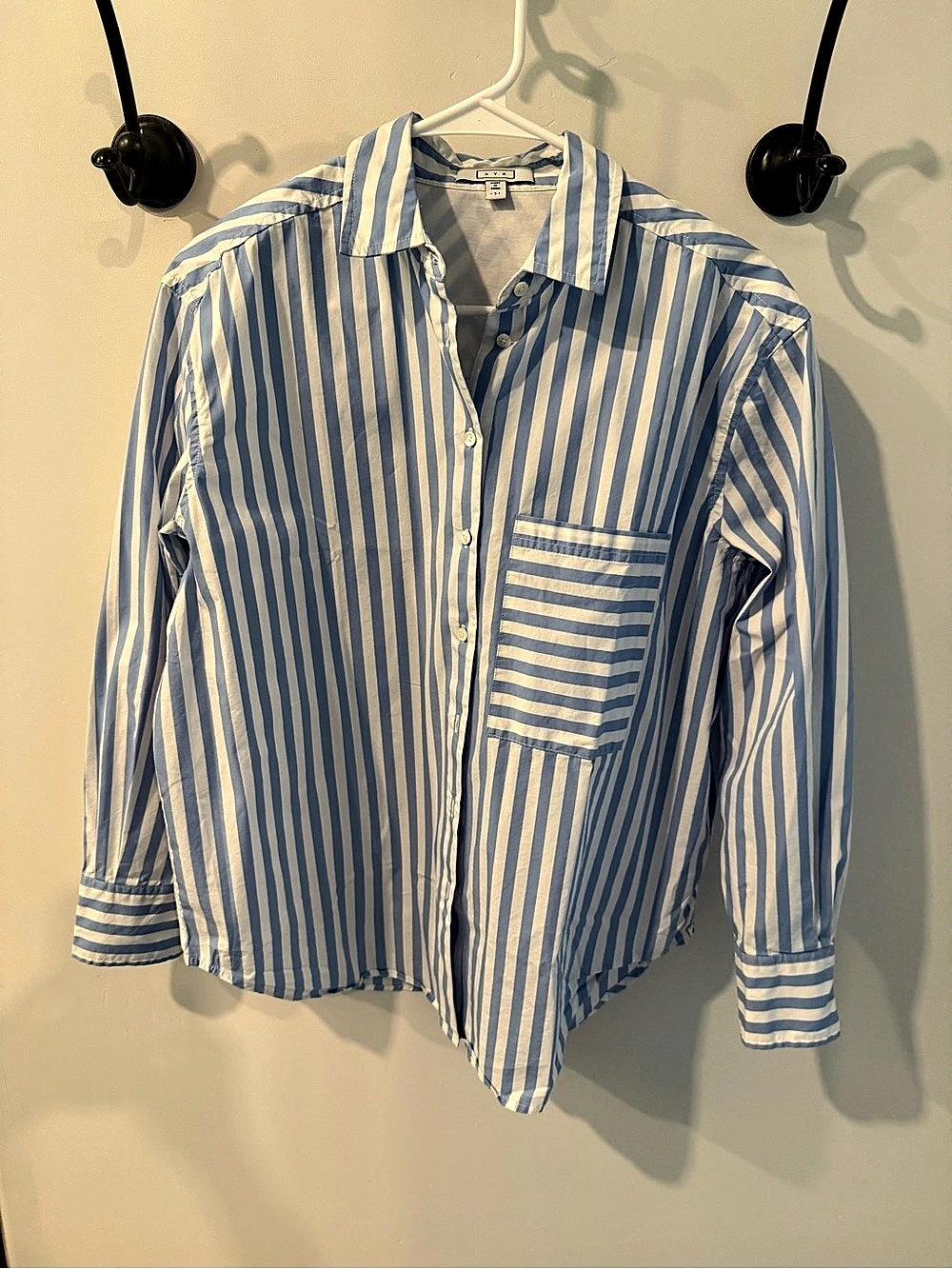 AYR The Deep End Button Down Shirt Blue & White Small